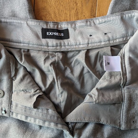 Express High Rise Lined Pleated Dress Pants Gray 2 2R Ankle Petite - Picture 9 of 9